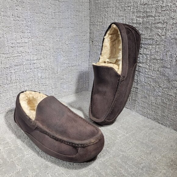 Ugg Ascot Men's Size 11EEE US Brown Suede Slip On Wool Shearling Shoes 1103889 - Picture 7 of 10